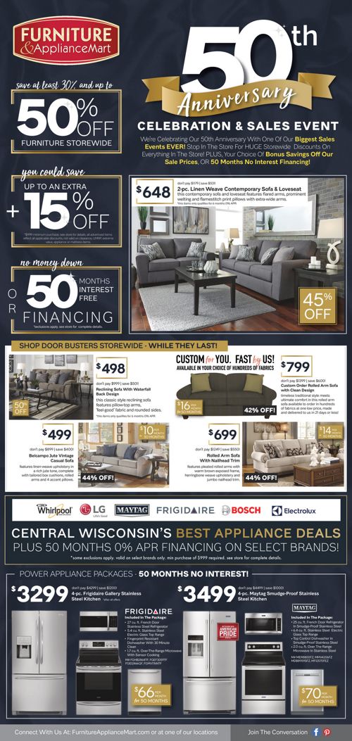 furniture and appliancemart 50th anniversary sale