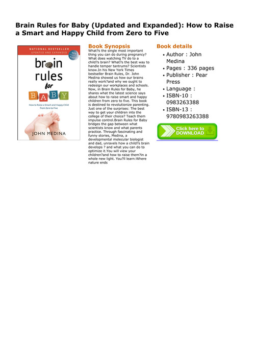 How to Raise a Smart and Happy Child from Zero to Five Brain Rules for Baby Updated and Expanded
