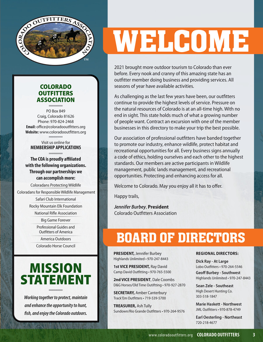 Directory Colorado Outfitters Association
