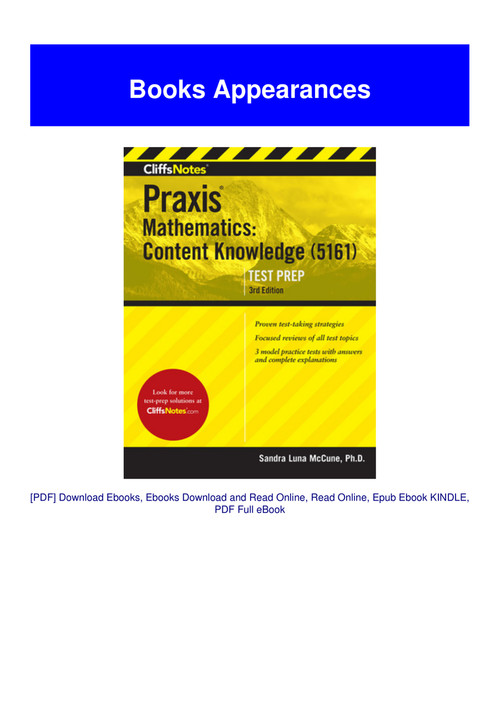 Download E B O O K Cliffsnotes Praxis Mathematics Content