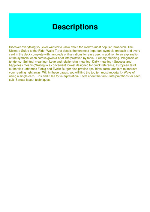 The Ultimate Guide To The Rider Waite Tarot Pdf Download