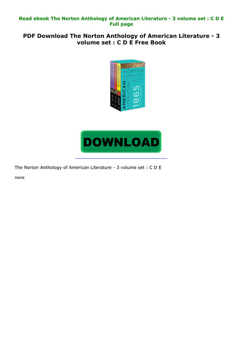 Pdf The Norton Anthology Of American Literature 3 Volume By