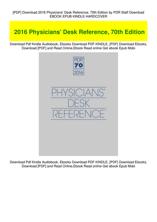 Pdf Download 2016 Physicians Desk Reference 70th Edition By Pdr