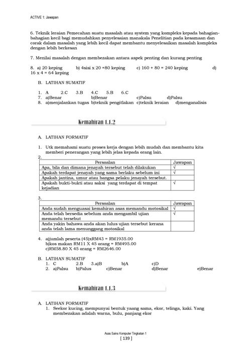 Jawapan Buku Latihan Ask Tingkatan 2