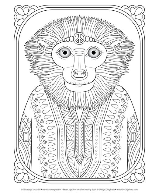 Hippie Animals Coloring Book Fox Chapel Publishing
