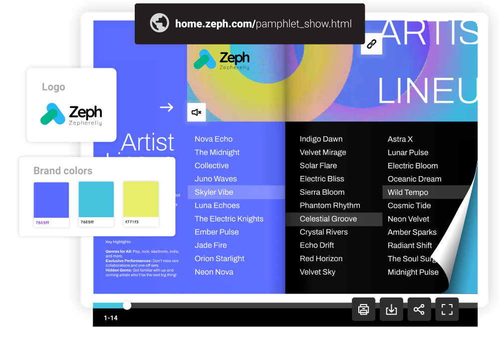 Immagine di un design di opuscolo brandizzato creato con Flipsnack