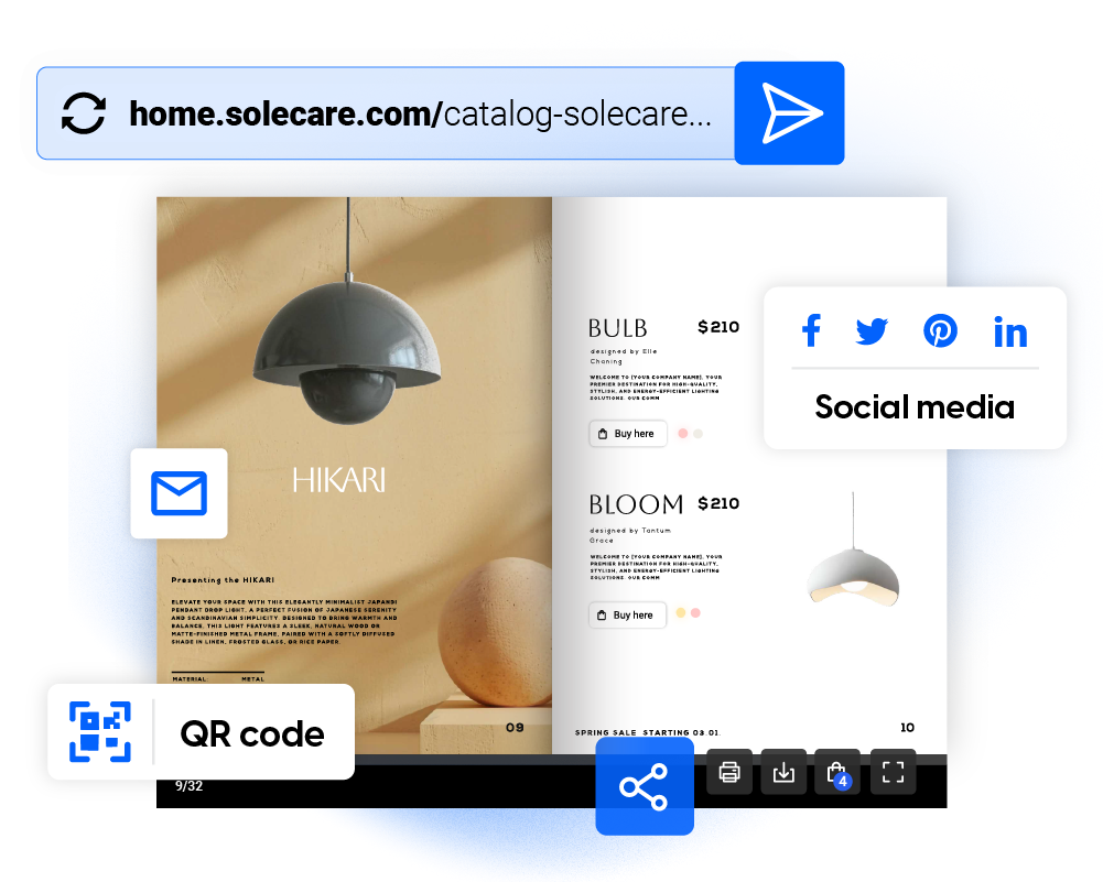 diversi modi per condividere il tuo listino prezzi con Flipsnack