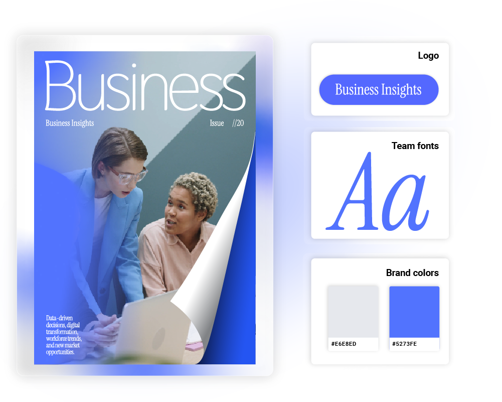Business magazine fully branded with company logo, typography and colors using Flipsnack