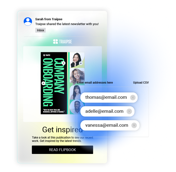 Un ejemplo de un flipbook compartido solo con personas específicas en Flipsnack