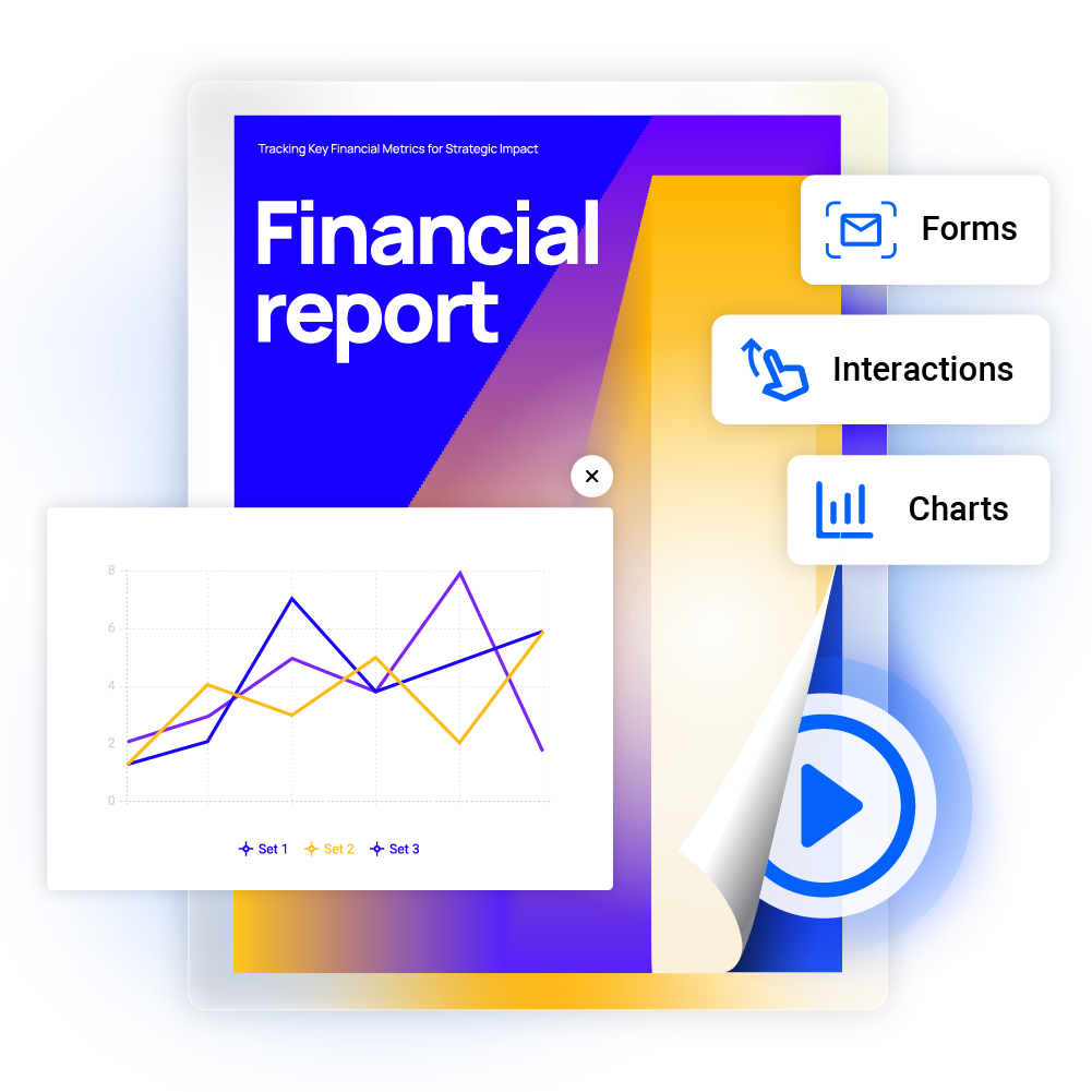 Immagine di un report finanziario con interattività, grafici e statistiche realizzato in Flipsnack