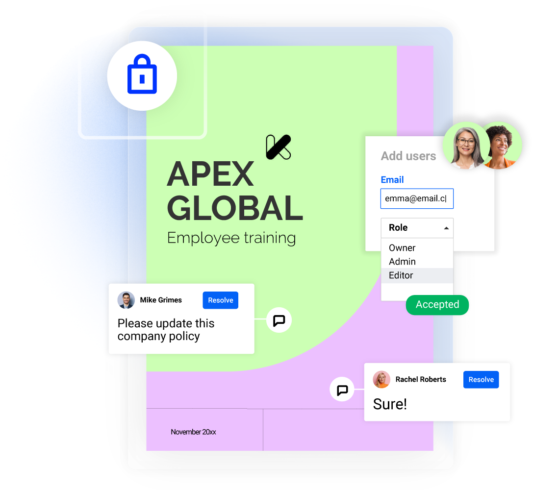 Users added in a Flipsnack workspace, with comments easily added inside publications