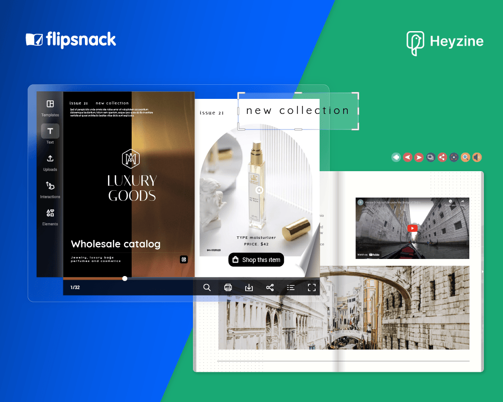 Flipsnack vs Heyzine as digital flipbook software