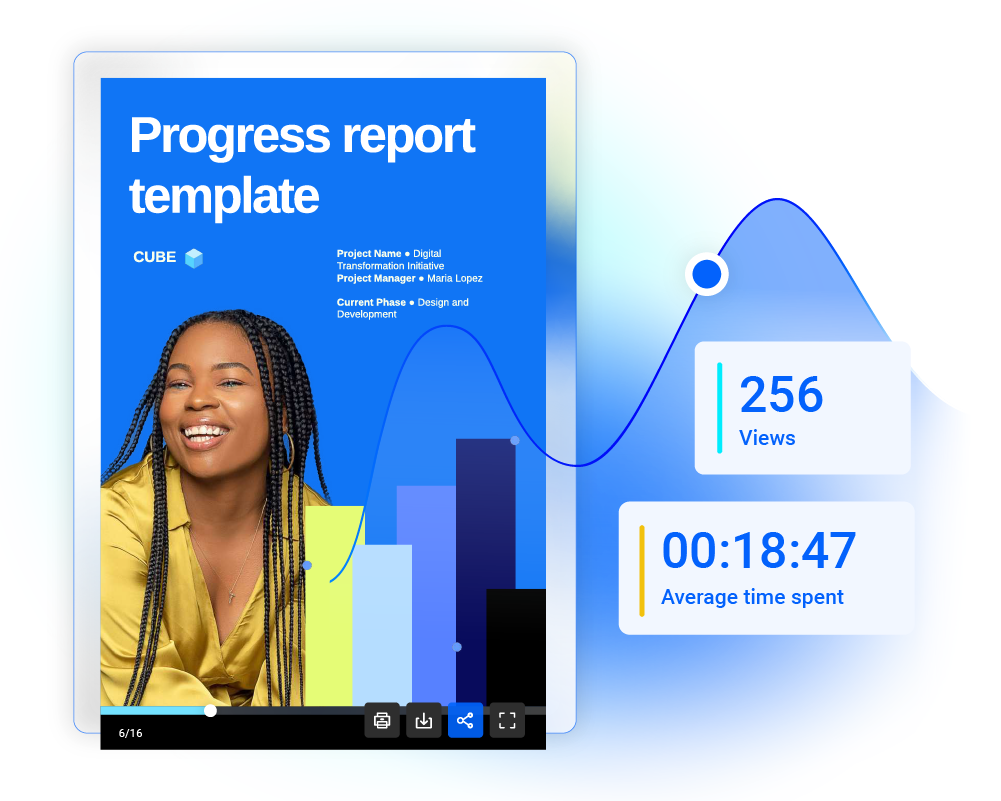 Immagine delle statistiche di un modello di report in Flipsnack