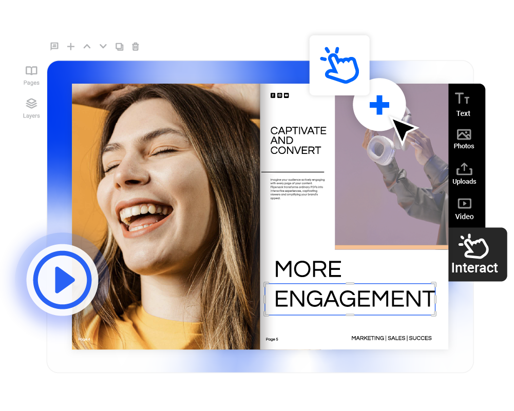 Adicionar elementos interativos a uma página de flipbook