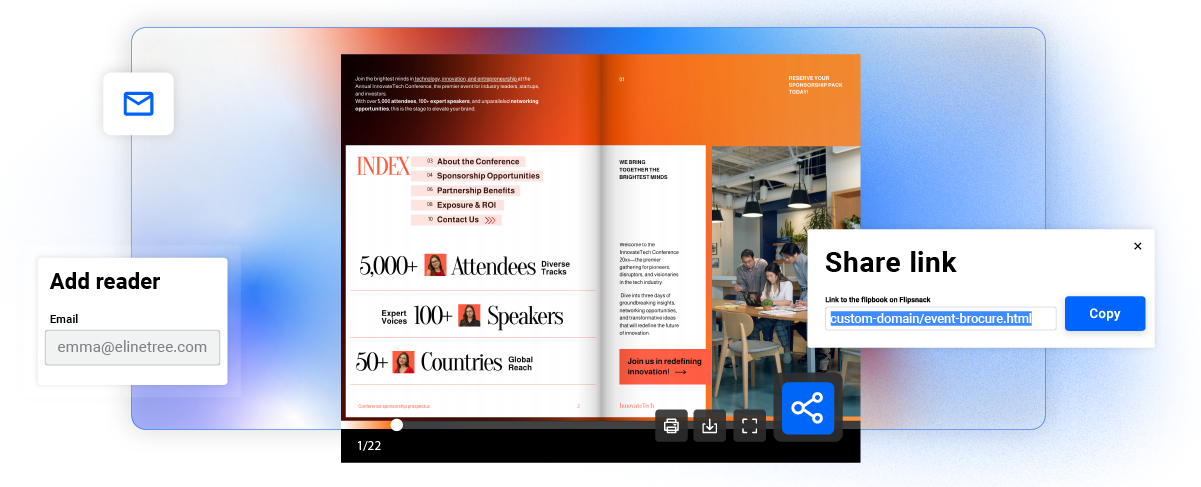 Image d'un programme d'événement numérique pour partage public et privé, créé dans Flipsnack