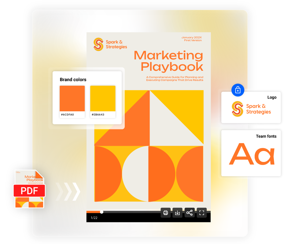 Image of a branded PDF document made in Flipsnack