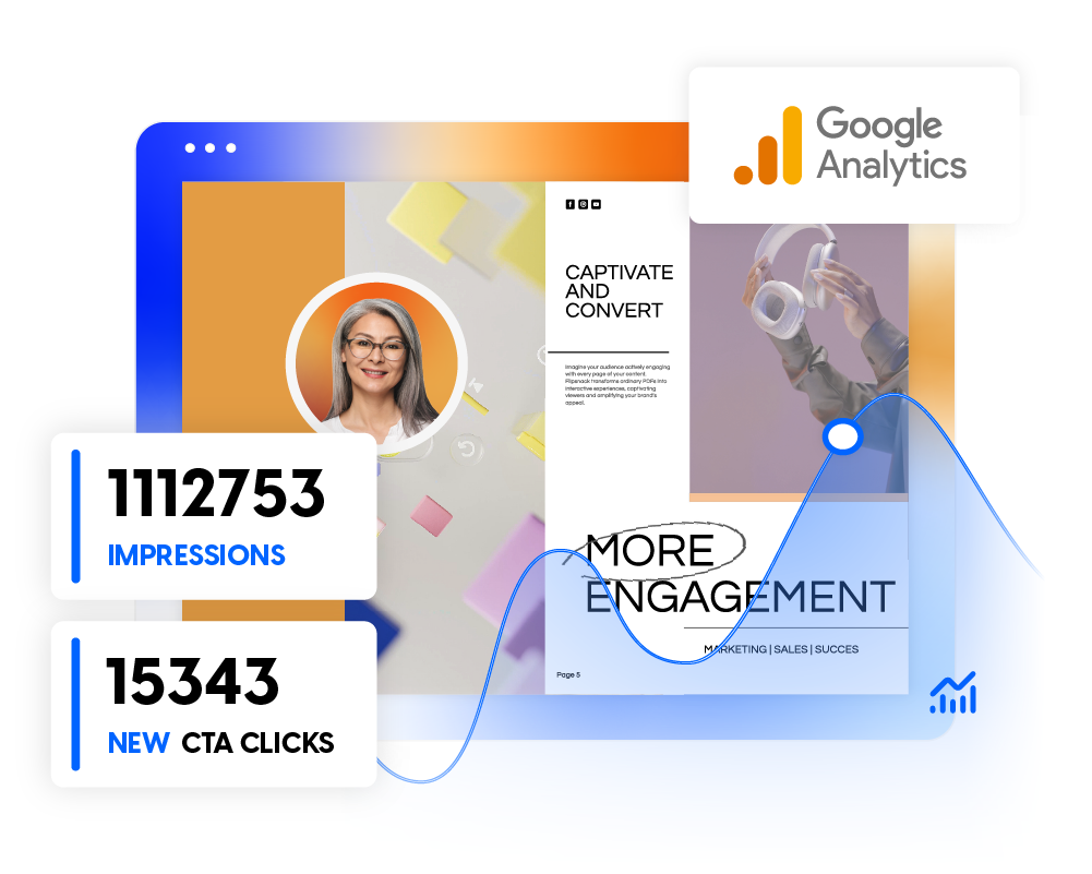Visualização analítica do Flipsnack mostrando dados de engajamento