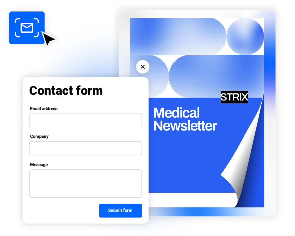 Image of an interactive newsletter with forms made in Flipsnack