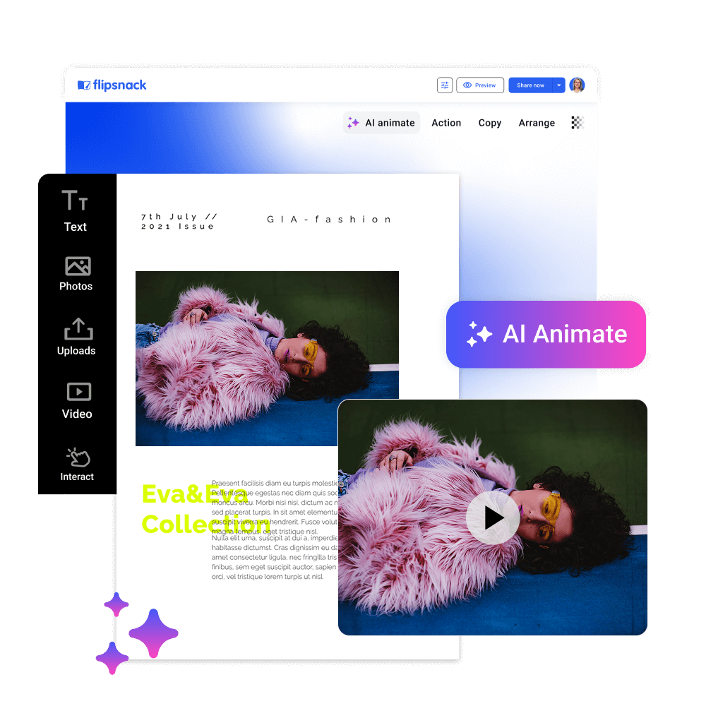 image with Flipsnack’s AI living visuals feature that helps you turn images into video