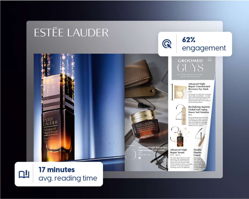 Flipbook digital da Estée Lauder criado com o Flipsnack para conteúdo de treinamento interativo.