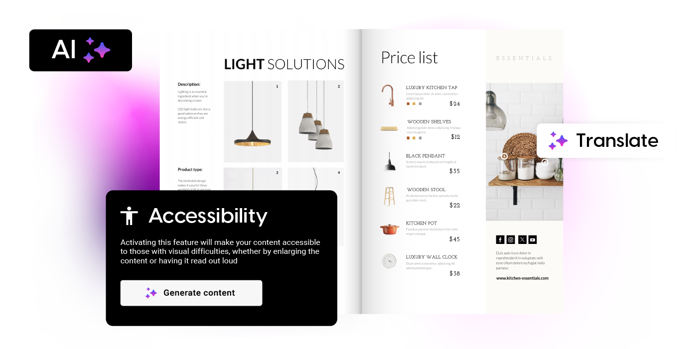 Lista de precios digital accesible mejorada con IA