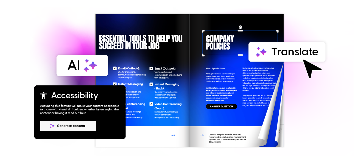 AI booklet enhancer to create publications for your company