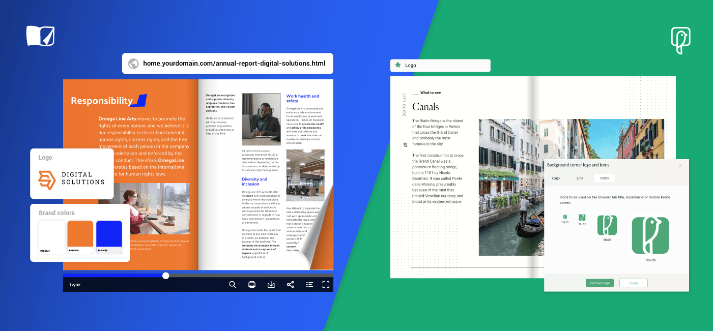 Opzioni di brandizzazione offerte dalla piattaforma di Flipsnack