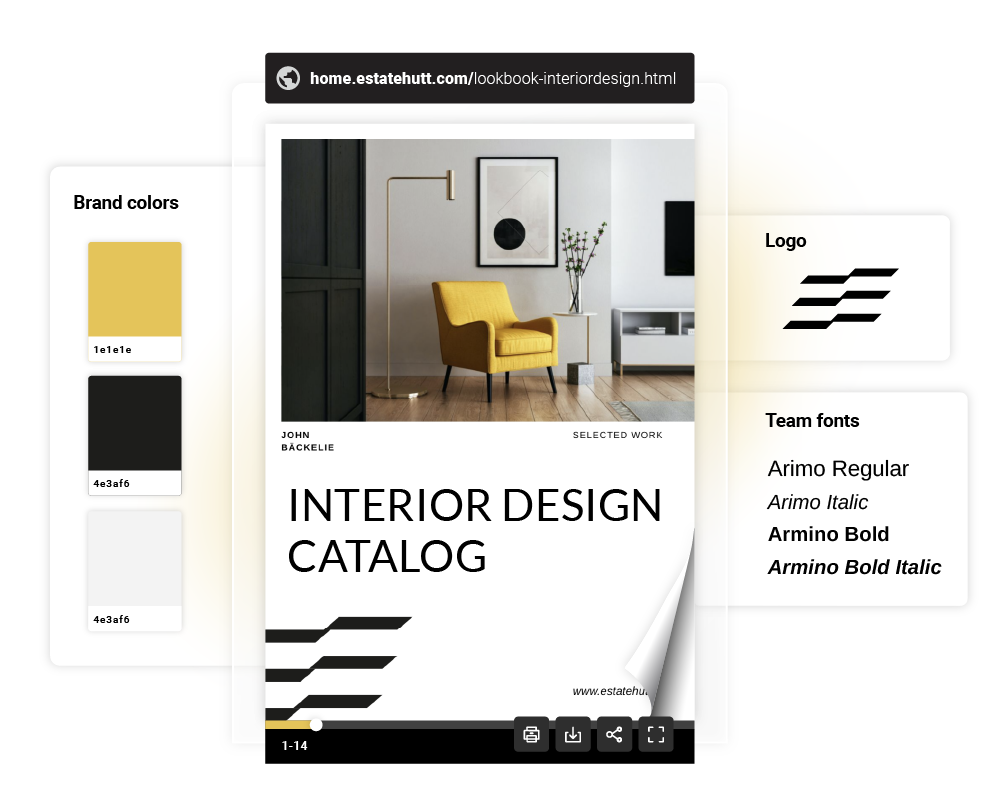 Brand the PDF hosted in Flipsnack to match your guidelines and offer the most branded experience.
