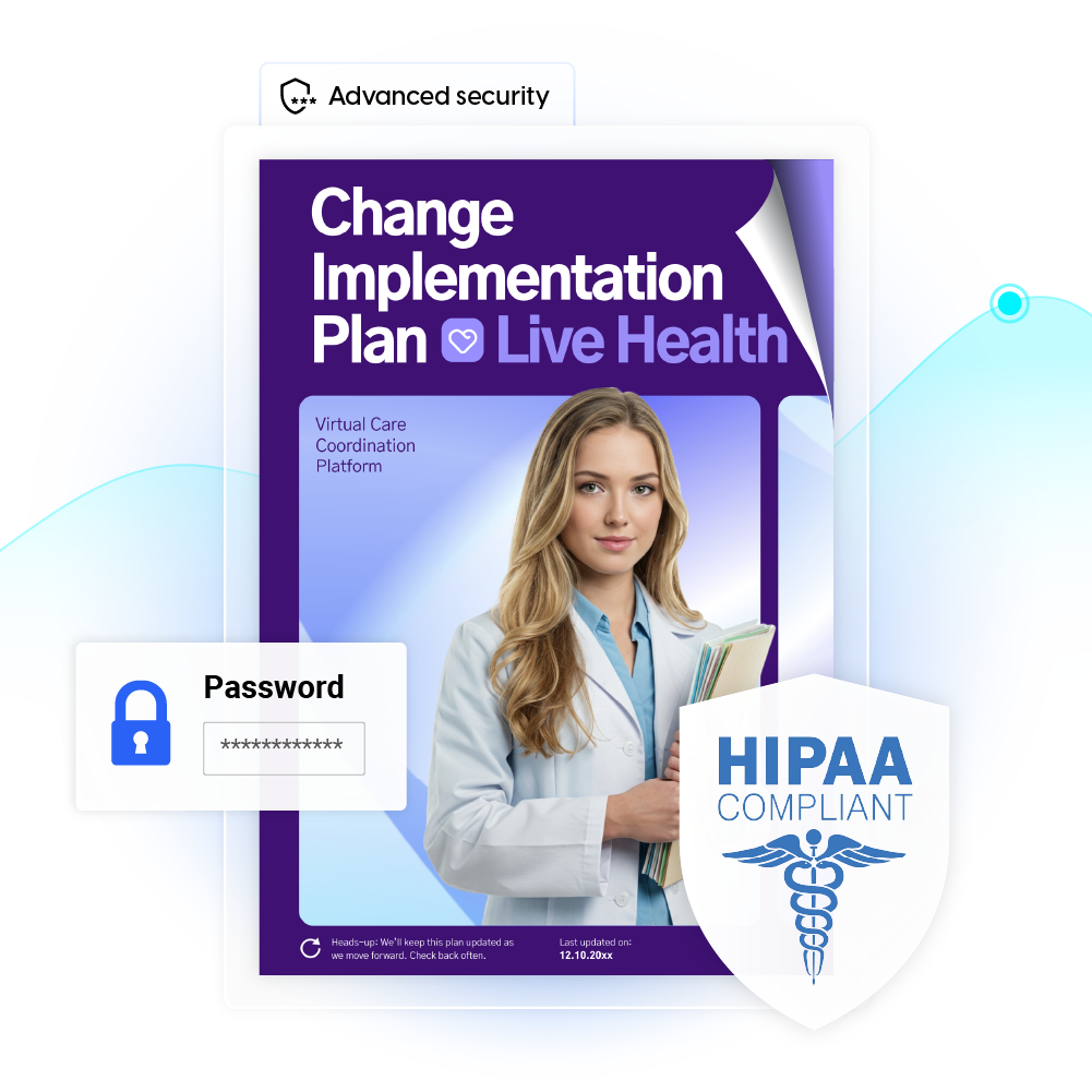 Change implementation plan flipbook shared via password protection using Flipsnack’s HIPAA compliant software