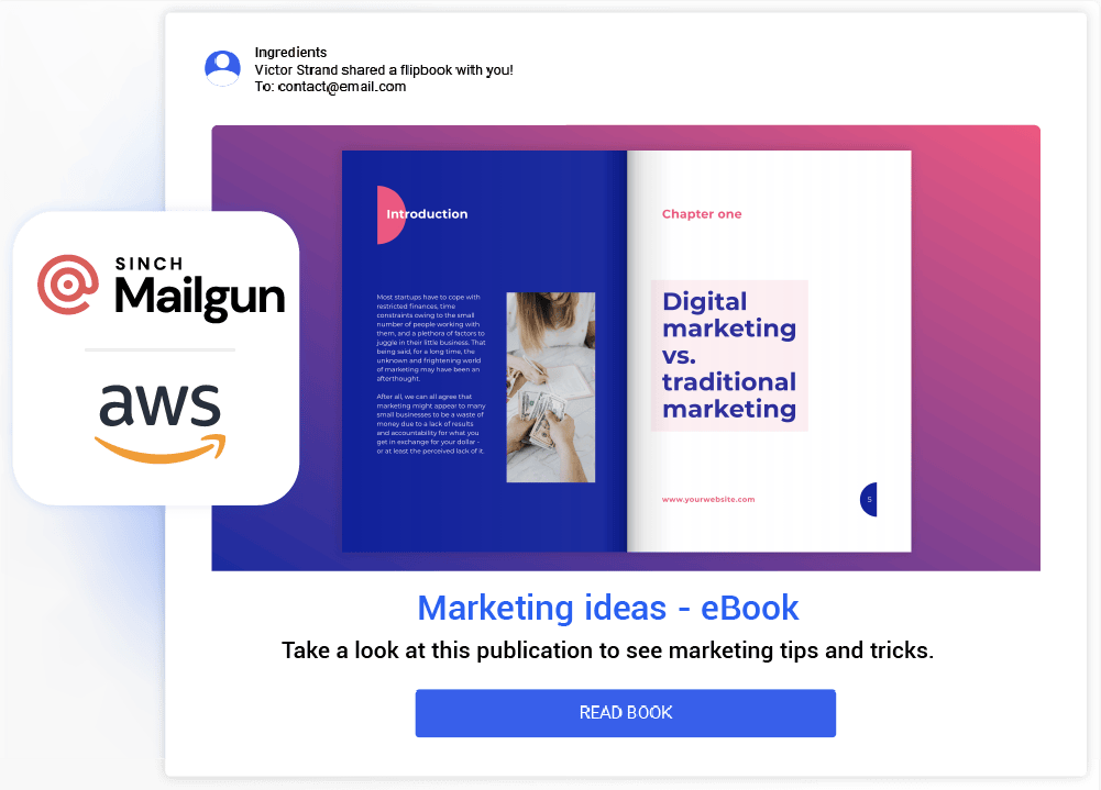 Send branded emails with flipbooks via custom email provider