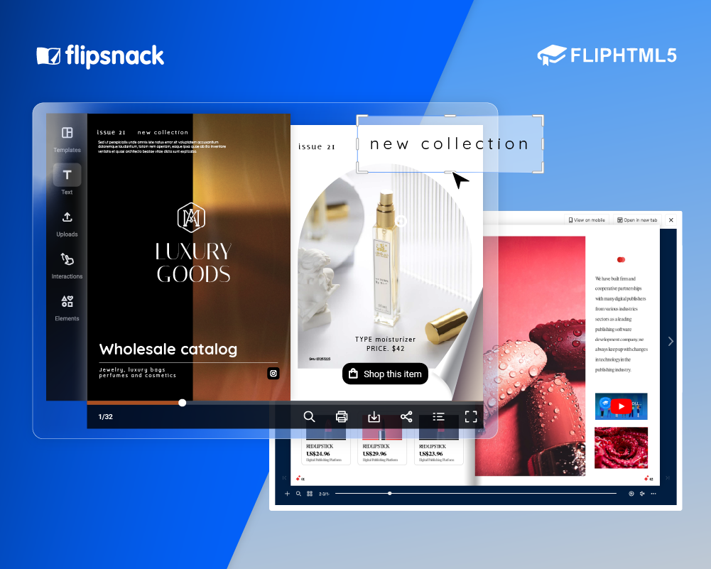 Flipsnack vs FlipHTML5 comparison visual.