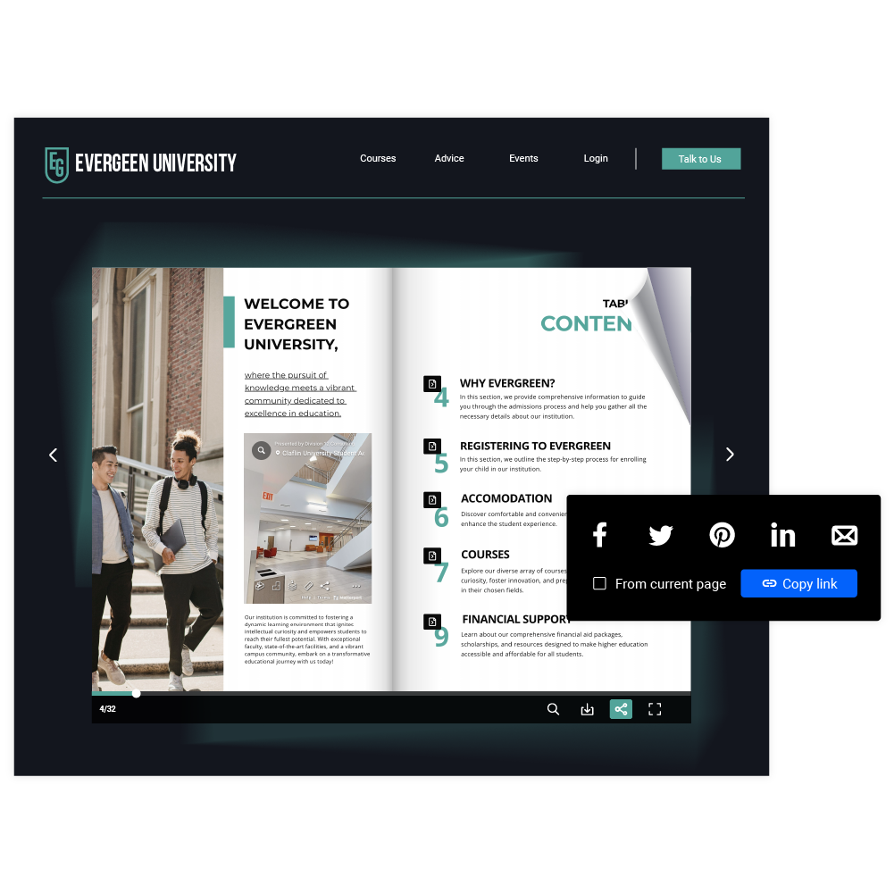 Share on social media, email or on websites