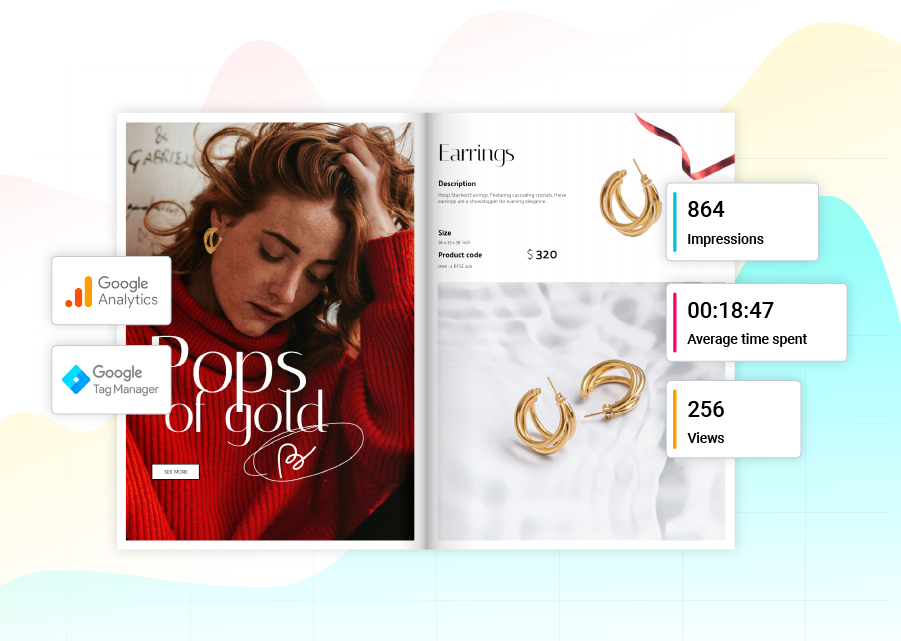 Análisis de rendimiento del lookbook de joyería creado con Flipsnack