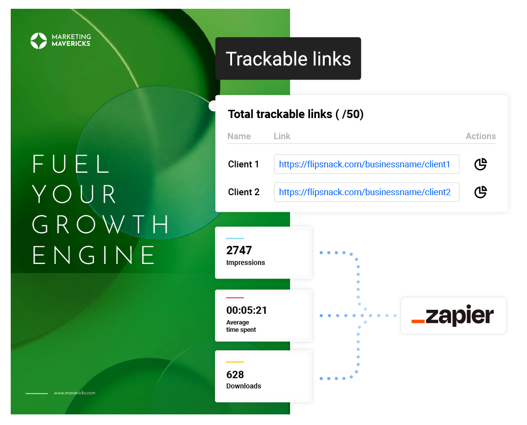 Représentation visuelle des liens traçables individuels créés avec Flipsnack