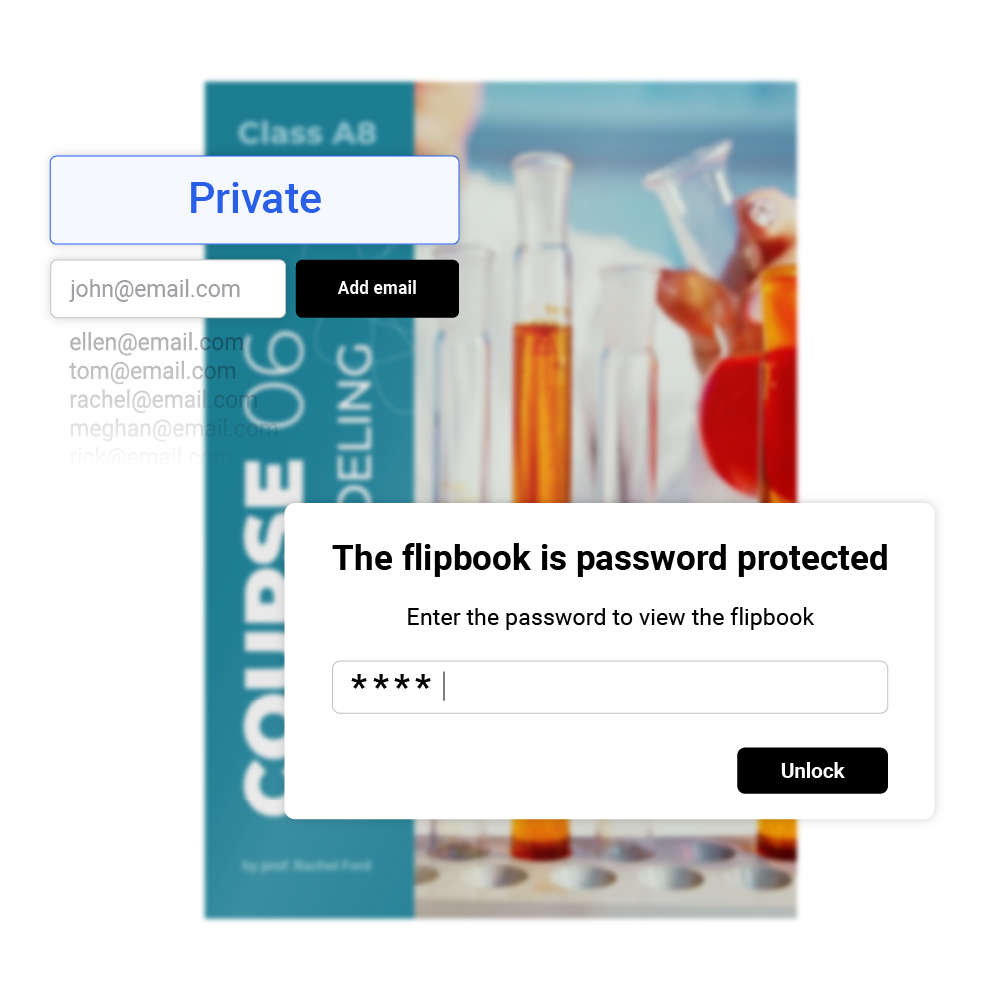 Visual representation of private sharing options of course in Flipsnack