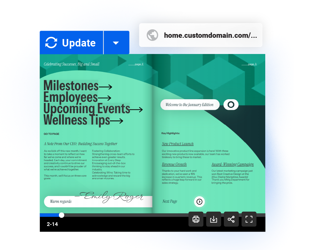 Host PDFs in Flipsnack and update the content, sharing using the same link.