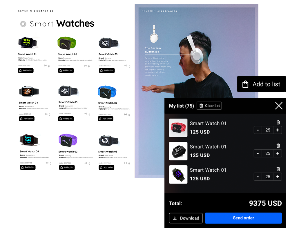 Downloaded shopping list from a digital catalog in Flipsnack