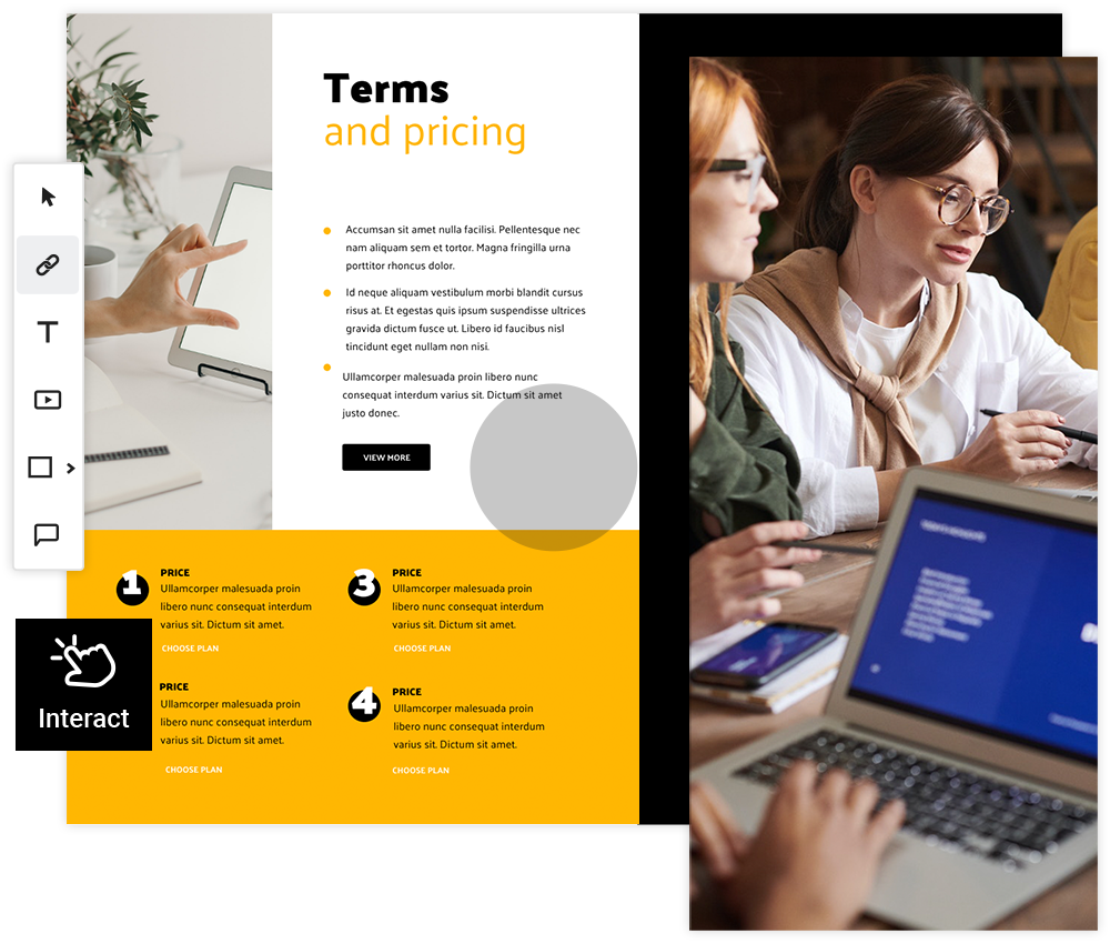 Team commerciale e team di marketing lavorano insieme su materiali commerciali per potenziare la propria strategia di sales enablement.