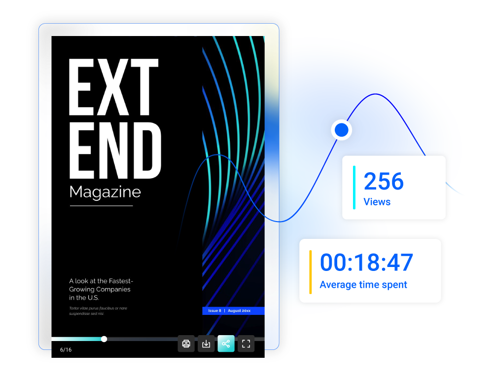 Accessible ezine statistics offered by Flipsnack’s zine creator such as views and average time spent reading it