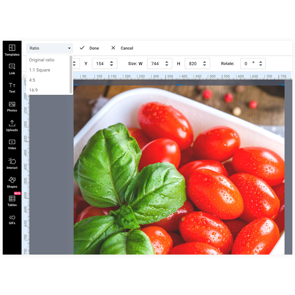 Cortando e redimensionando imagens na Flipsnack