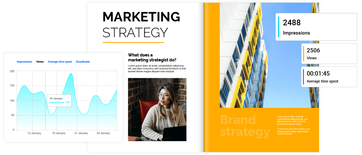 Verschiedene Flipbook-Statistiken in Flipsnack