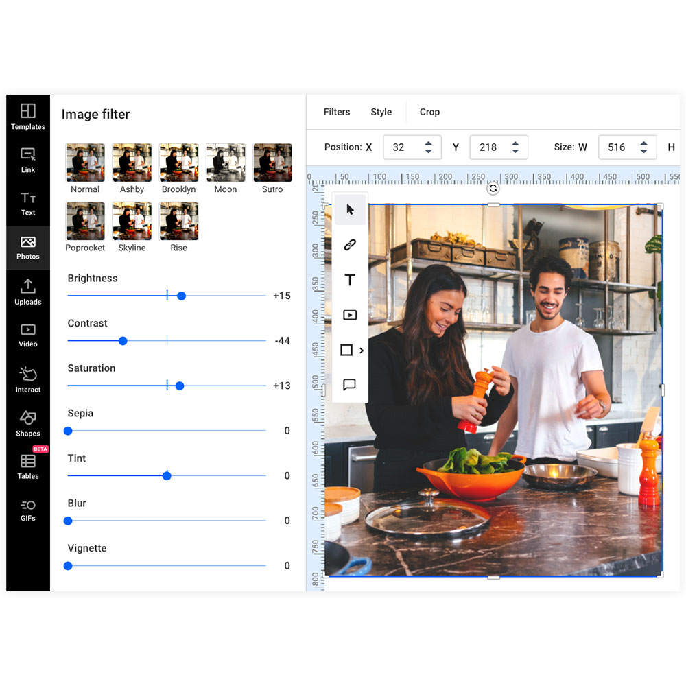 Editando imagens na Flipsnack