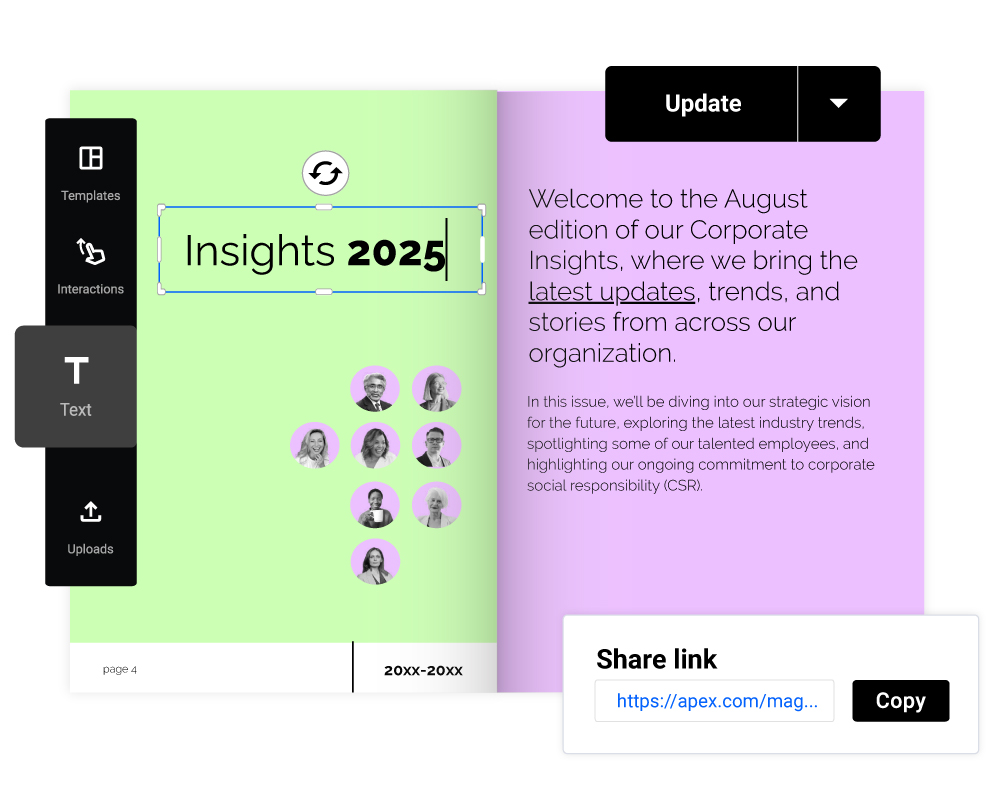 Revista interna actualizada fácilmente con un clic mediante el Estudio de Diseño de Flipsnack