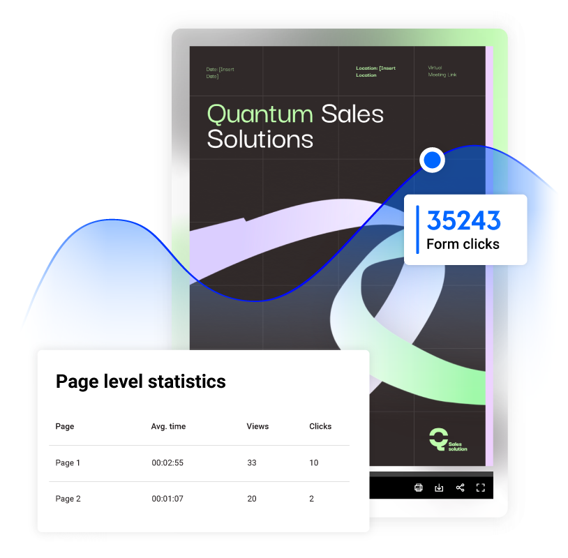 Image of a PDF document tracked in Flipsnack with detailed statistics