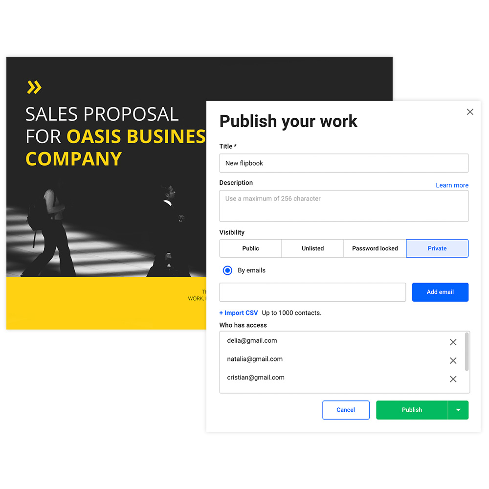 Esempio di documenti commerciali condivisi soltanto con persone selezionate