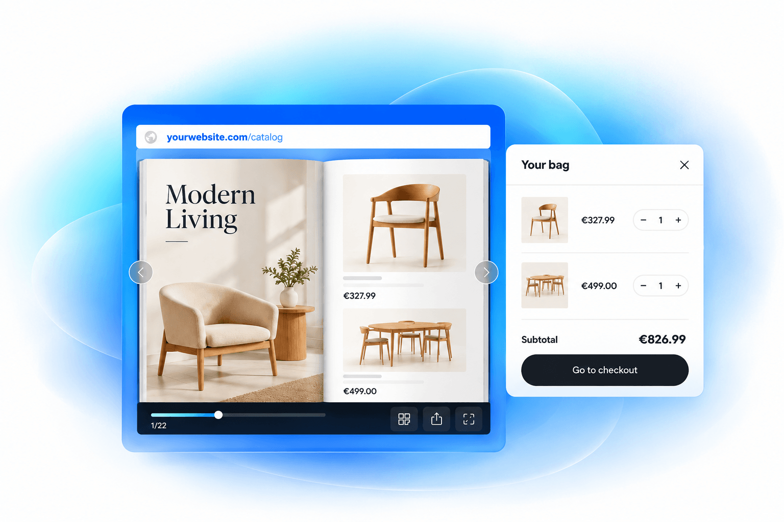 In Flipsnack you can integrate the catalogs directly with the user's shopping cart