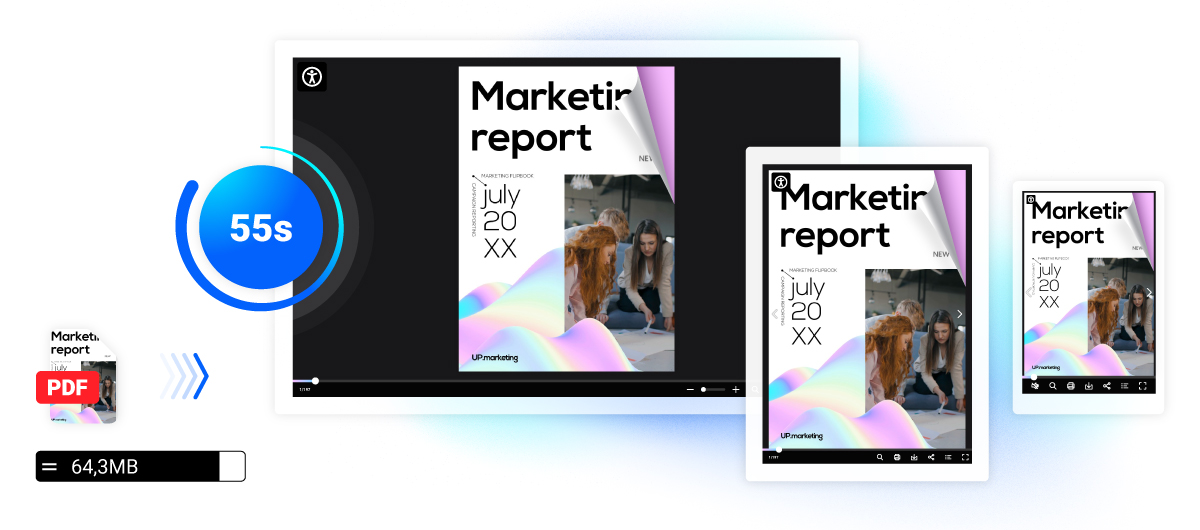 Vitesse de conversion et compatibilité sur tous les appareils grâce au convertisseur PDF vers HTML5 de Flipsnack.