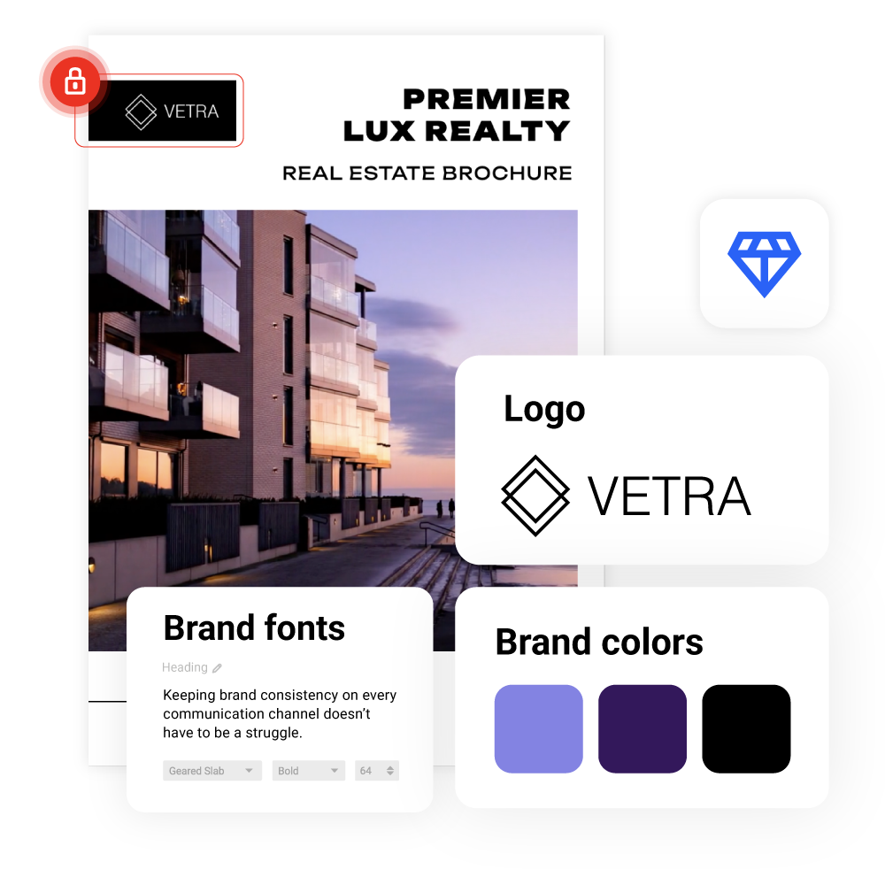 Brand-locked Flipsnack workspace: nobody moves the logo or changes the fonts