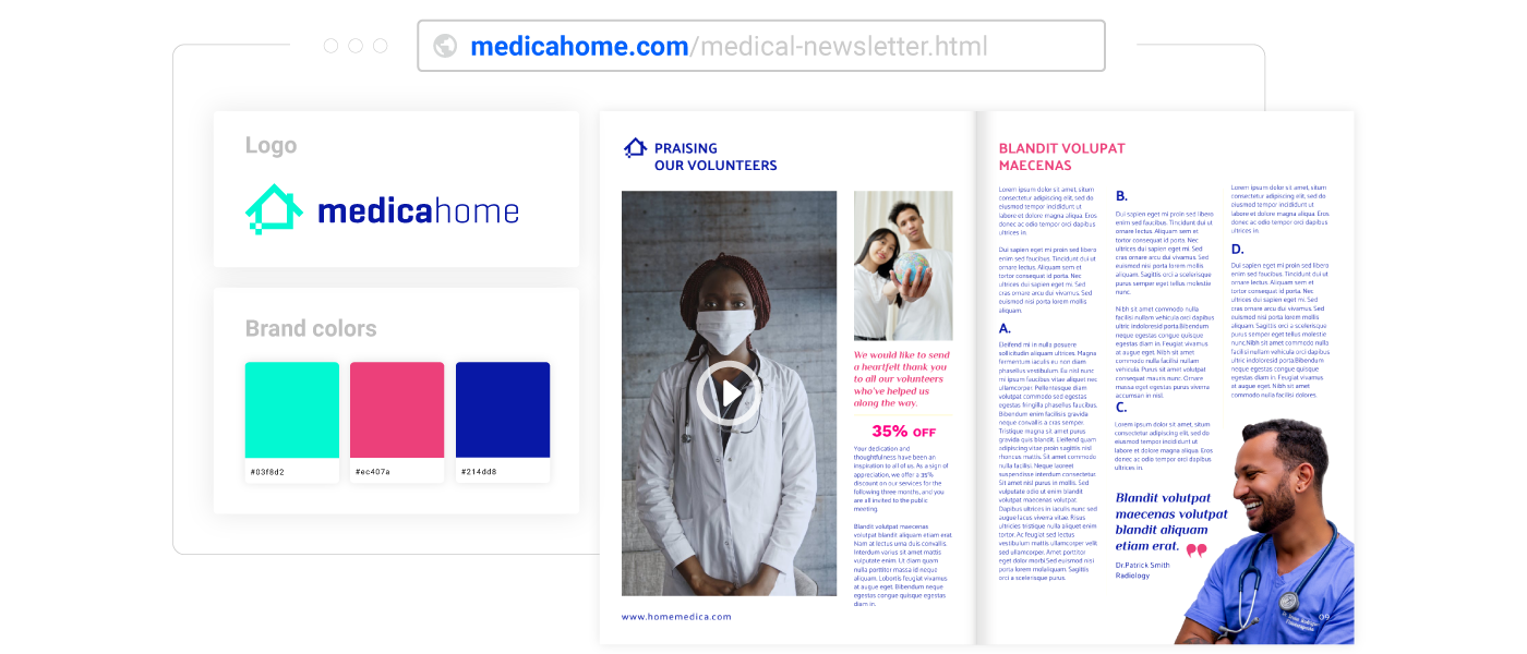 Options de marque présentées sur la plateforme de Flipsnack