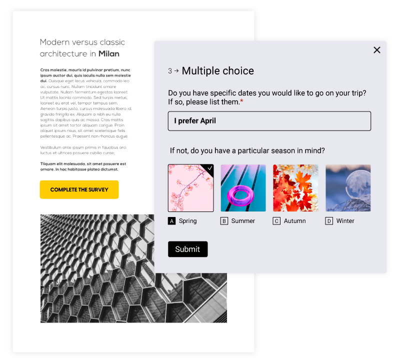 Cornici pop-up con tour virtuale che sono a tua disposizione nel Design Studio
